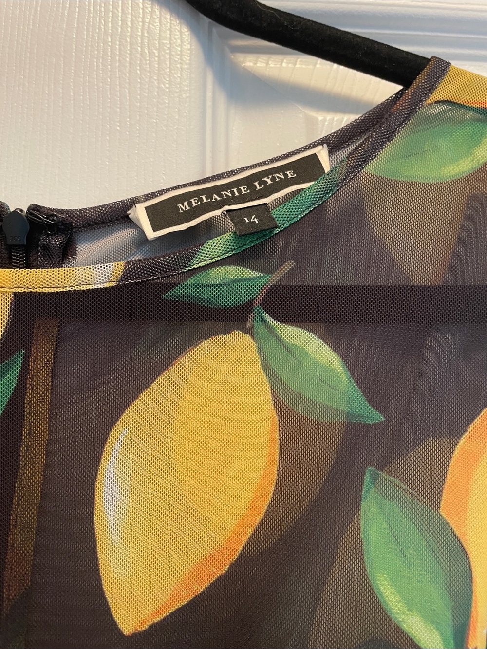 Sleeveless Black Midi Dress with Yellow Lemon Print - Picture 2 of 5